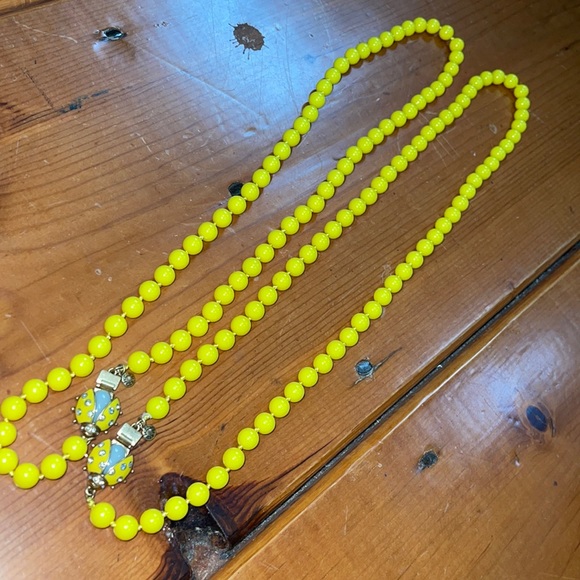 JCrew yellow beaded necklaces (2) with ladybug clasp - Picture 6 of 12
